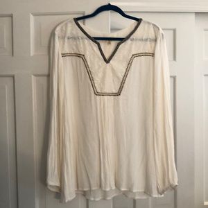 Crepe Look Blouse Black Trim PXL